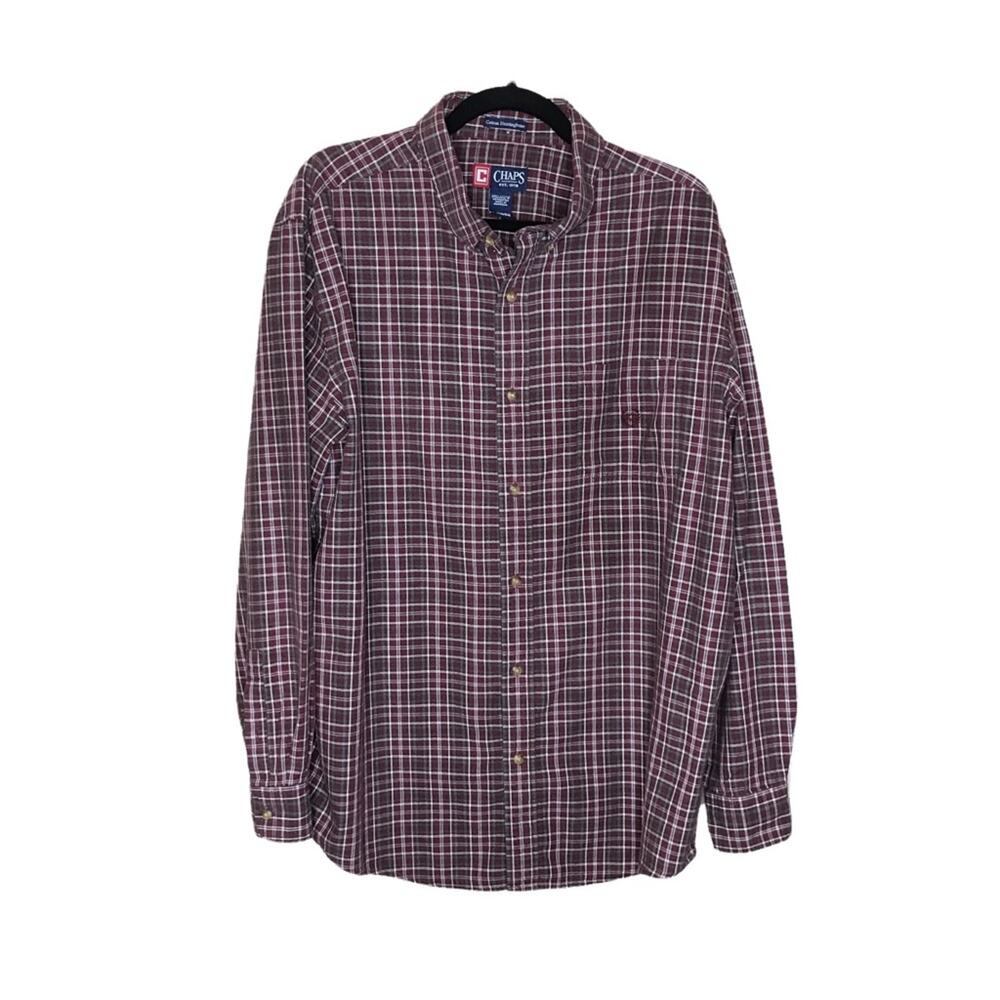 Chaps Size XL Plaid Men’s Long Sleeve Button Down Shirt Preppy Classic